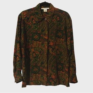 Vintage Alfred Sung Silk Paisley Button Up